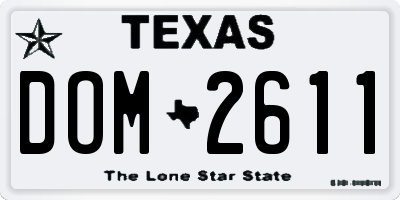 TX license plate DOM2611