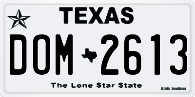 TX license plate DOM2613