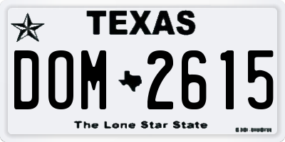 TX license plate DOM2615