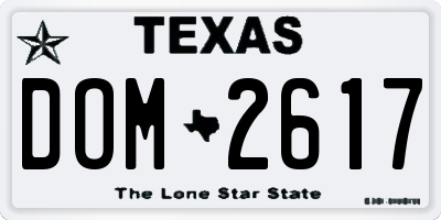 TX license plate DOM2617