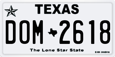 TX license plate DOM2618