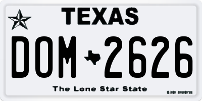 TX license plate DOM2626