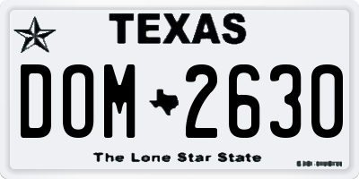 TX license plate DOM2630