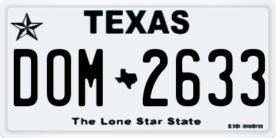 TX license plate DOM2633