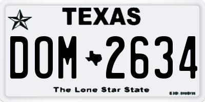 TX license plate DOM2634
