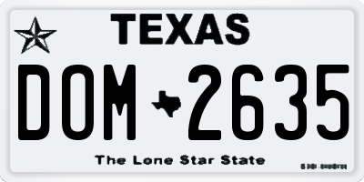 TX license plate DOM2635