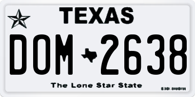 TX license plate DOM2638