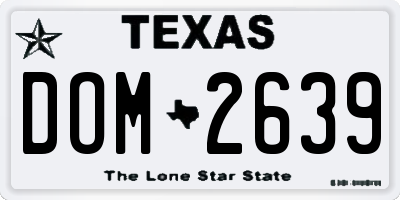 TX license plate DOM2639