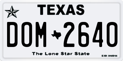 TX license plate DOM2640