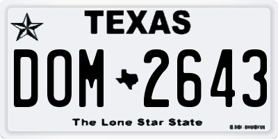 TX license plate DOM2643