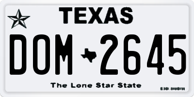 TX license plate DOM2645