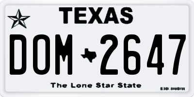 TX license plate DOM2647