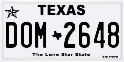 TX license plate DOM2648