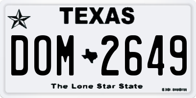 TX license plate DOM2649