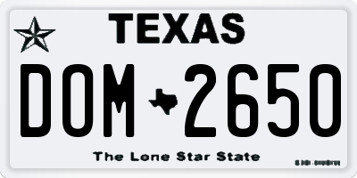 TX license plate DOM2650