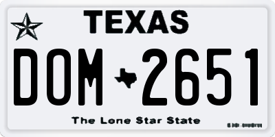 TX license plate DOM2651