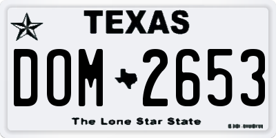 TX license plate DOM2653