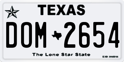TX license plate DOM2654
