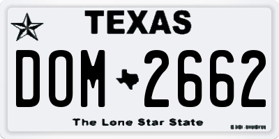 TX license plate DOM2662