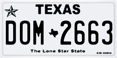 TX license plate DOM2663