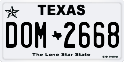 TX license plate DOM2668