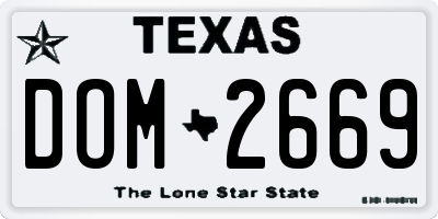 TX license plate DOM2669