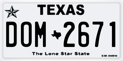 TX license plate DOM2671
