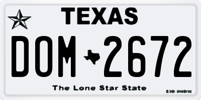 TX license plate DOM2672