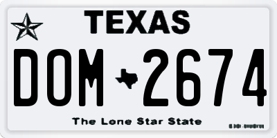 TX license plate DOM2674