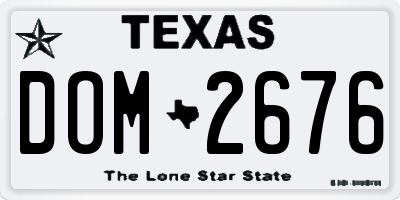 TX license plate DOM2676