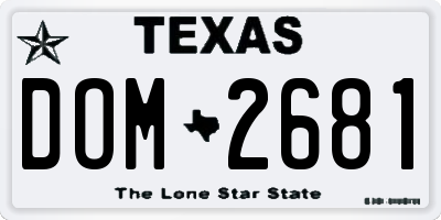 TX license plate DOM2681