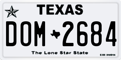 TX license plate DOM2684