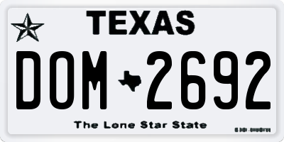 TX license plate DOM2692