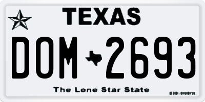 TX license plate DOM2693