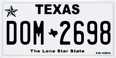 TX license plate DOM2698