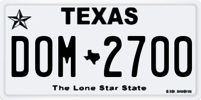 TX license plate DOM2700