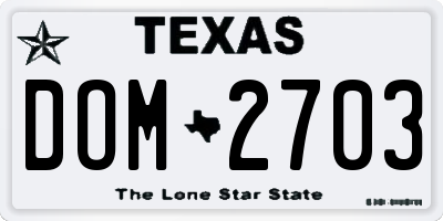 TX license plate DOM2703