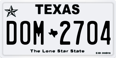 TX license plate DOM2704