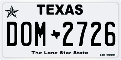 TX license plate DOM2726