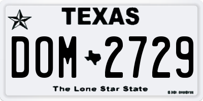 TX license plate DOM2729