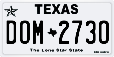 TX license plate DOM2730