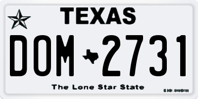TX license plate DOM2731