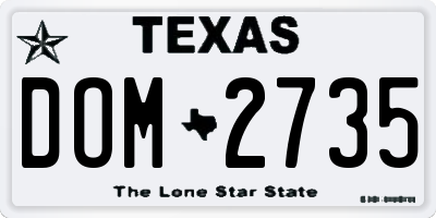 TX license plate DOM2735