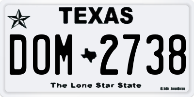 TX license plate DOM2738