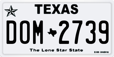 TX license plate DOM2739