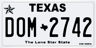 TX license plate DOM2742