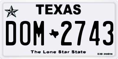 TX license plate DOM2743