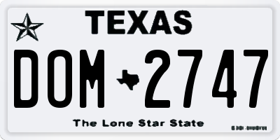 TX license plate DOM2747