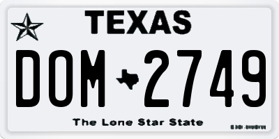 TX license plate DOM2749