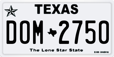 TX license plate DOM2750